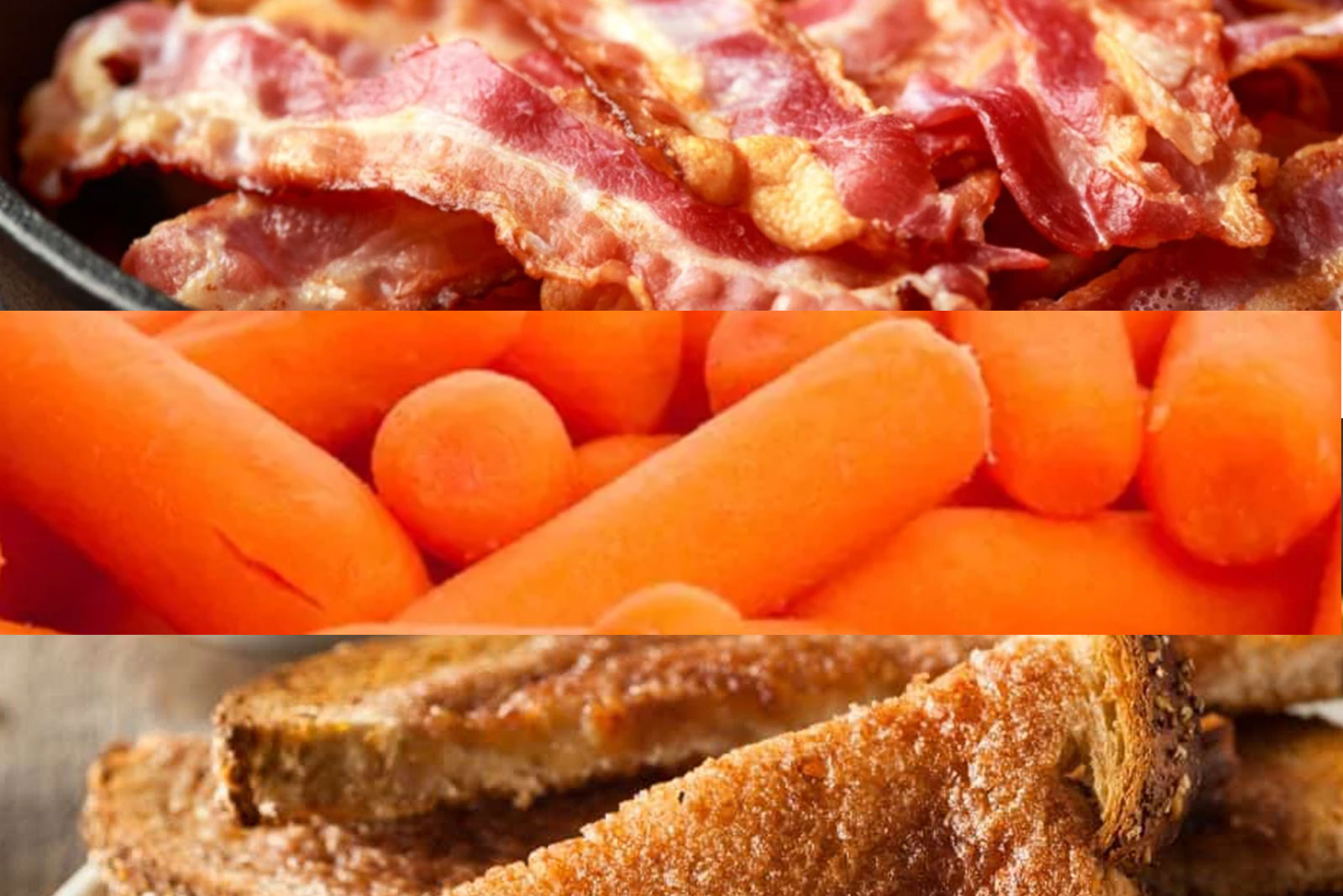 Bacon, carrots, and toast